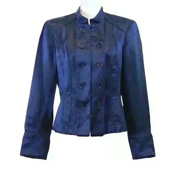 Calvin Klein Jackets & Blazers - VINTAGE Calvin Klein Linen & Silk Midnight Blue Military Style Coat Size‎ 12